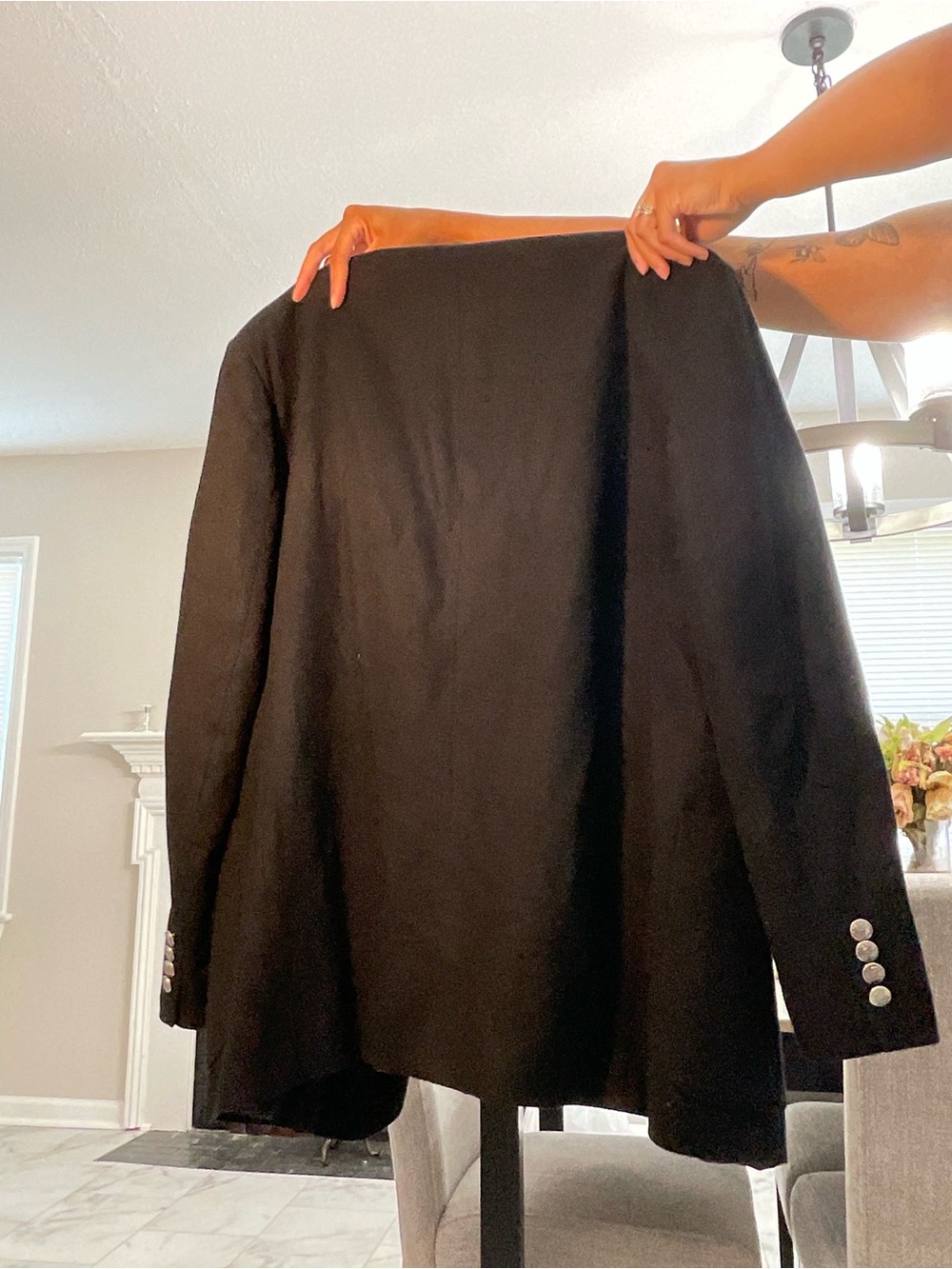 Oscar de la Renta Black Sport Coat with Brown Lining - Picture 5 of 11